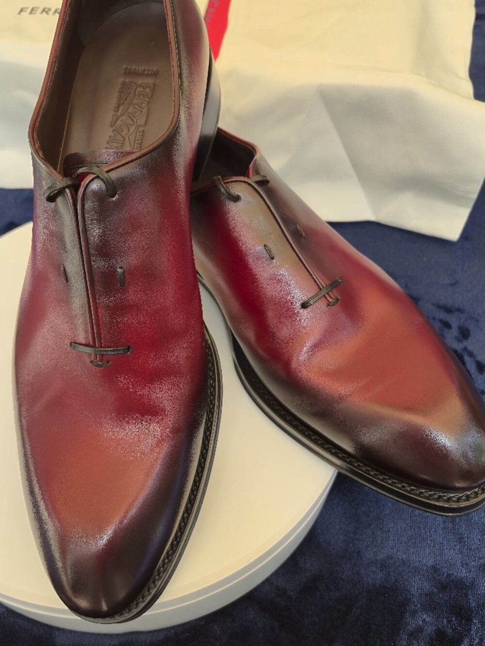 NIB $1850 Ferragamo Tramezza Dominic Wholecut Red Flare Calfskin Shoe US 11.5 EE